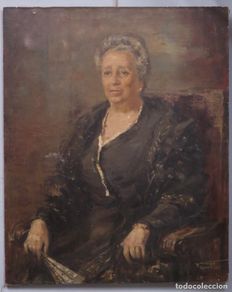 Art: RETRATO DE MUJER. ¿EMILIA PARDO BAZAN?, OLEO S/ LIENZO. JUAN ANTONIO MORALES (1909-1984)
